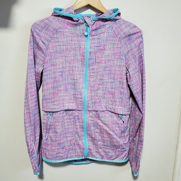 IVIVVA LULULEMON Full Zip Lightweight Jacket Windbreaker Packable Plaid Girls 14 - Picture 2 of 16
